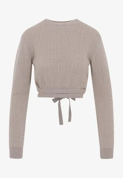 Patou Cable-knit Cropped Sweater In Wool And Cashmere In Nude