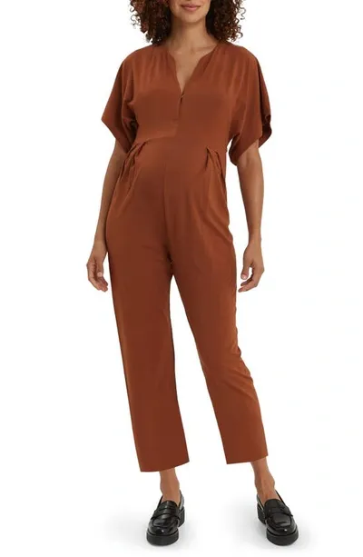 Nom Maternity Maternity Filipa Jumpsuit In Caramel