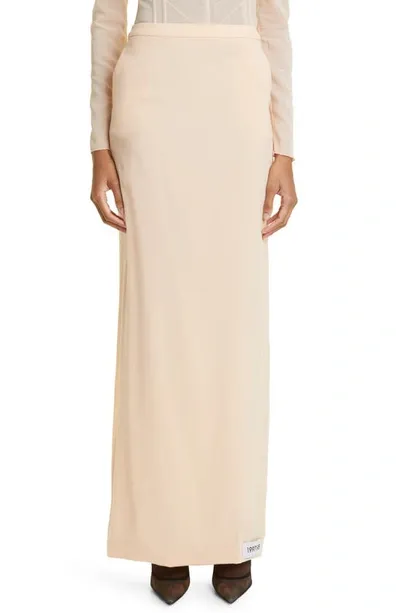 Dolce & Gabbana Silk Crepe Long Skirt With Pockets In Pink