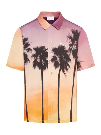 Blue Sky Inn Sunset Palms Short Sleeve Button-up Shirt In Ao Print Sunset Palms