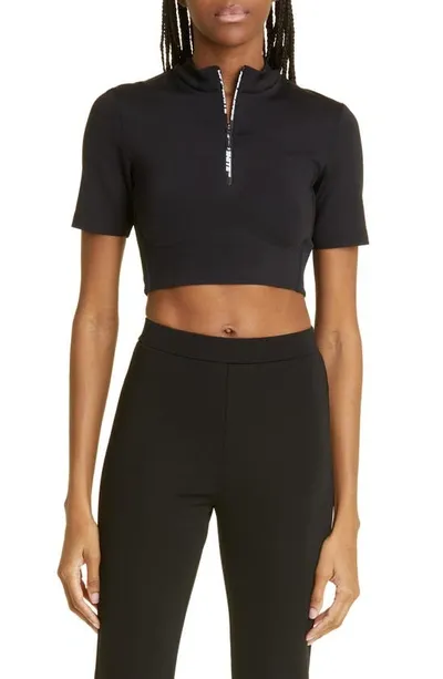 Off-white Scuba Logo-zip Crop Top In Black