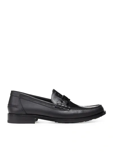 Fendi Leather Loafers In Black