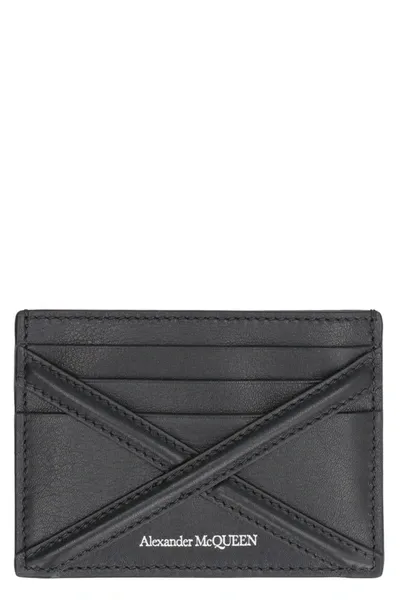 Alexander Mcqueen Leather Card Holder In Black