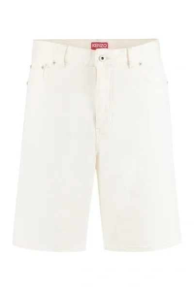 Kenzo Denim Bermuda Shorts In Cream