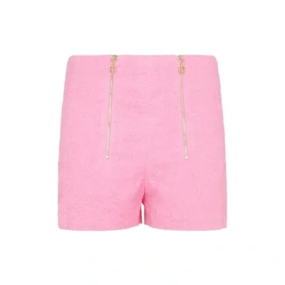 Patou Zip-detail Tweed Shorts In Pink & Purple