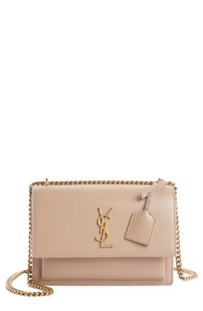 Saint Laurent Sunset Medium Leather Shoulder Bag In Neutrals