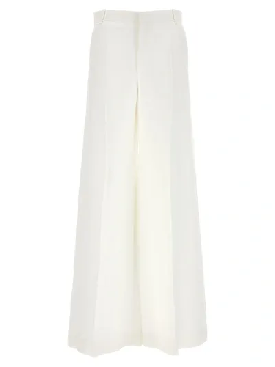 Chloé Pleated Linen Wide-leg Pants In White