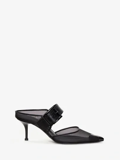 Alexander Mcqueen Punk Buckle Mule In Black