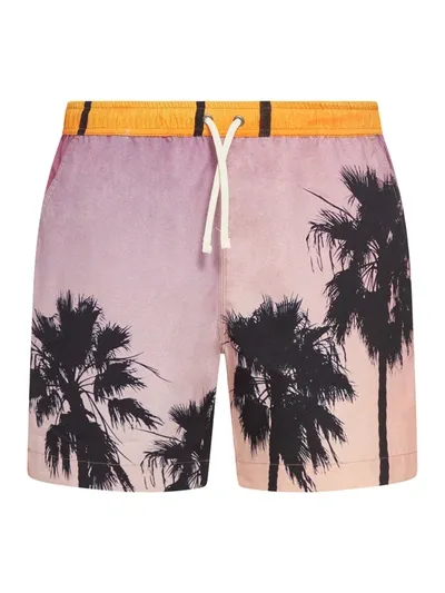 Blue Sky Inn Palm Tree-print Swim Shorts In Ao Print Sunset Palms