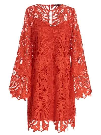 Ungaro Women's Briar Lace Long-sleeve Shift Dress In Red Orange