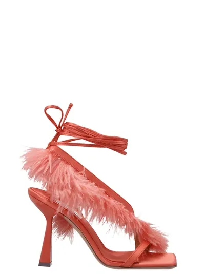 Sebastian Orange Feather Wrap Heels