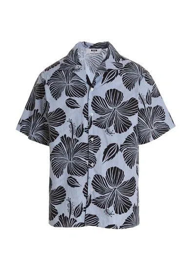 Msgm Hibiscus Shirt In Multicolor