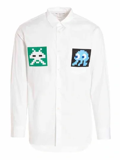 Comme Des Garçons Shirt 'midi' Print Shirt In White