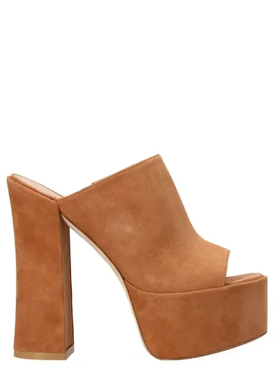 Stuart Weitzman Open-toe 145mm Heeled Mules In Brown