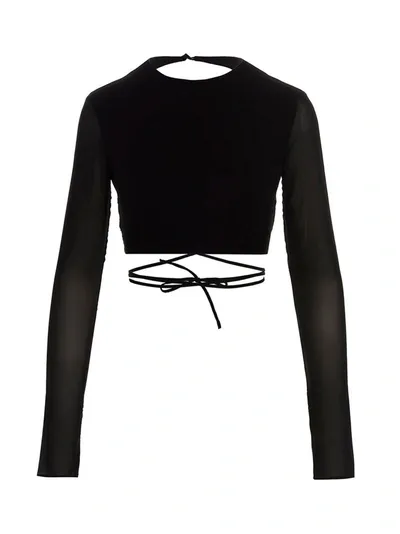 The Andamane Waist Tie-fastening Top In Black