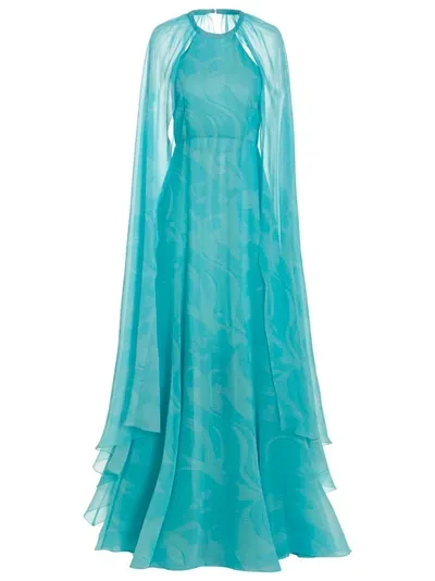 Etro Paisley-embroidered Maxi Dress In Blue