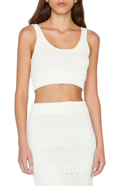 Frame Crochet-knit Crop Top In Off White