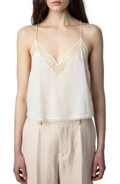 Zadig & Voltaire Christy Silk Tank Top In White In Ecru