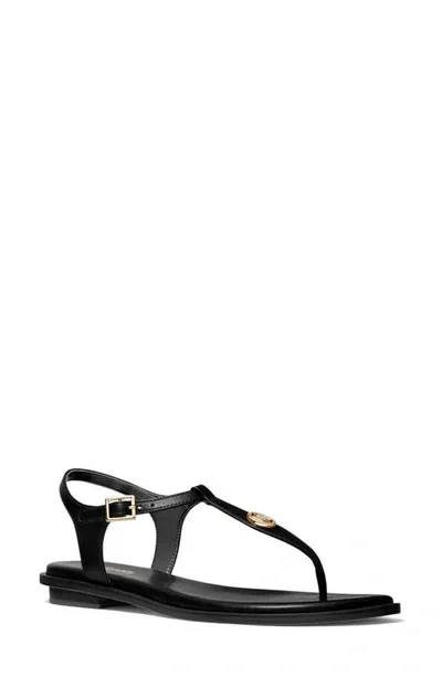 Michael Michael Kors Mallory Leather Thong Sandals In Black