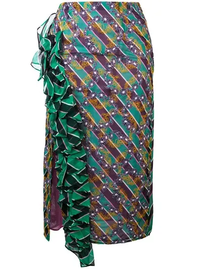 Marco De Vincenzo Embroidered Ruffled Georgette Skirt In Multicolor