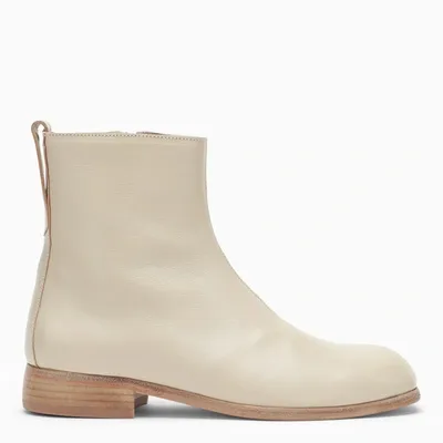 Our Legacy Camion Ankle Boots In Dusty White Leather