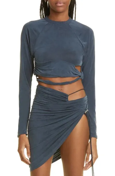 Jacquemus La T-shirt Espelho Cut-out Crop Top In Blue