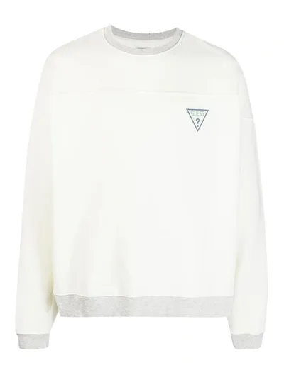 Guess Usa Logo-print Jersey Sweatshirt In White