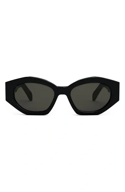 Celine Triomphe Logo Acetate Cat-eye Sunglasses In Shiny Black