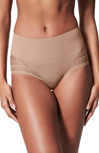 Spanx Undie-tectable Lace Hi-hipster Panties In Cafe Au Lait