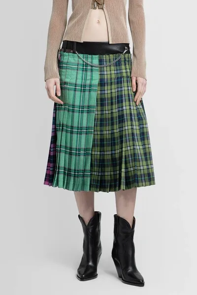 Andersson Bell Taga Check Pleats Skirt In Black