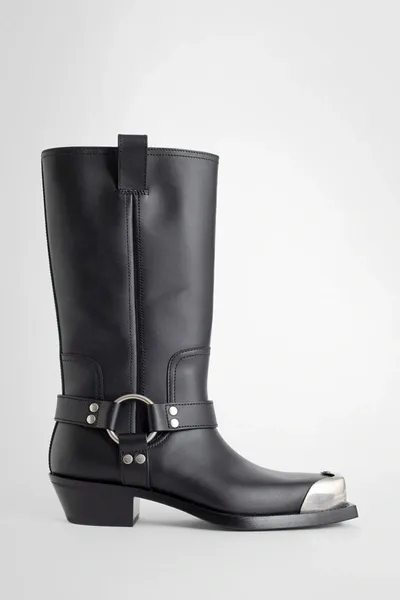 Gucci Harness Detail Leather Boots In Black