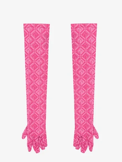 Marine Serre Regenerated Printed Gloves In Pink