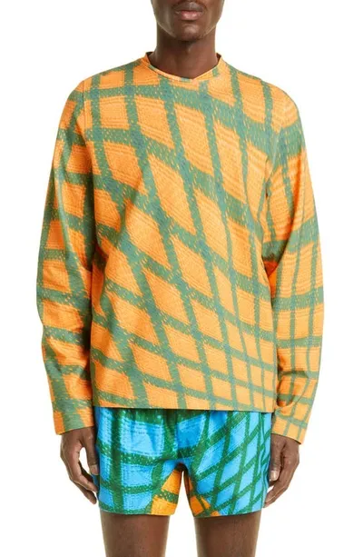 Bianca Saunders Orange Two Tone Checked Sweatshirt