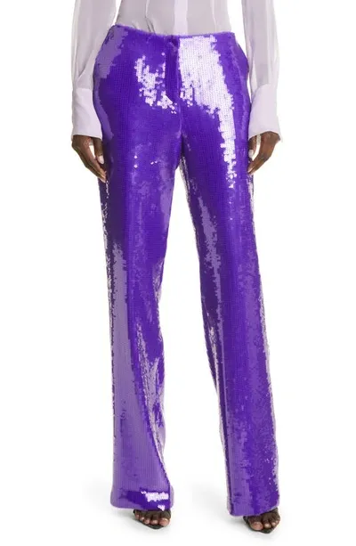 Laquan Smith Sequined Pants In Grape