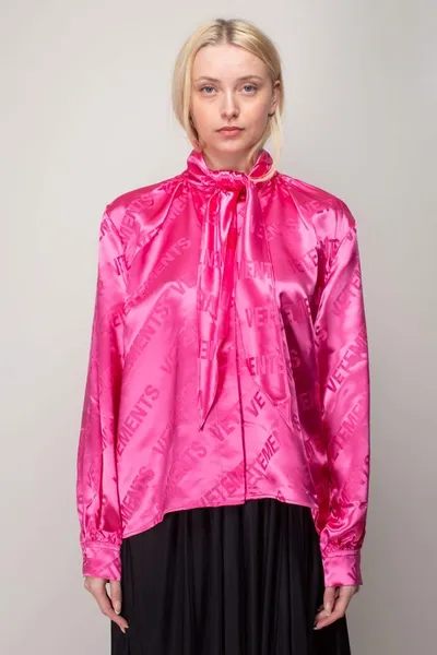 Vetements Monogram Scarf Blouse In Pink