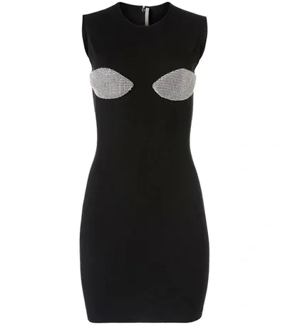 Christopher Kane Crystal-embellished Jersey Mini Dress In Organic Jersey Black