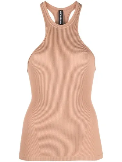 Andreädamo Fine-ribbed Halterneck Tank Top In 002 0476 Nude