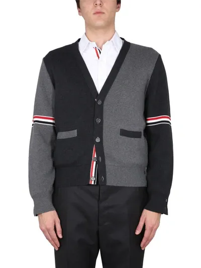 Thom Browne V-neck Cardigan In Grey