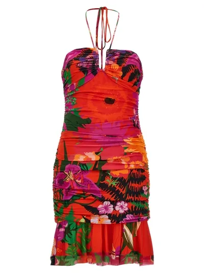 Ungaro Women's Bellamy Ruched Halter Minidress In Pink Tulip Multi