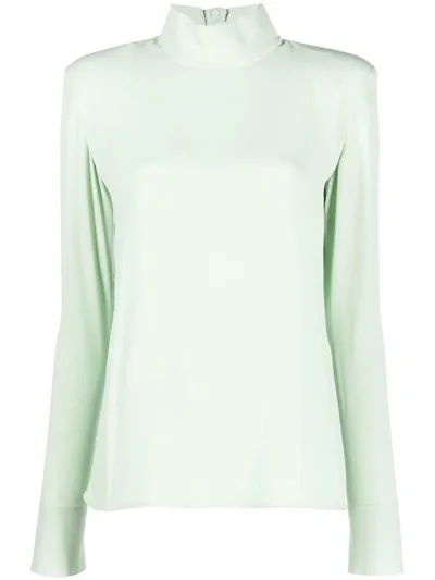 Veronique Leroy Raw-cut Edge Long-sleeved Top In 70 Mint