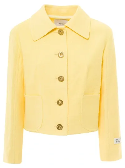 Patou Cropped Shirt Jacket In Yellow