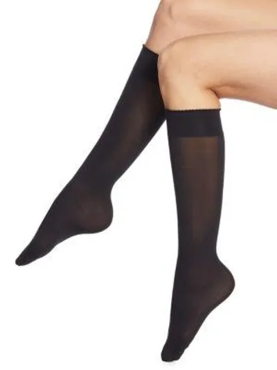 Wolford Velvet De Luxe 50 Denier Knee-high Socks In Black