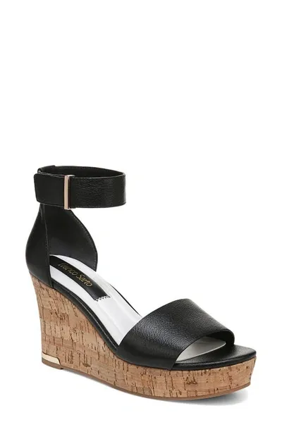 Franco Sarto Clemens Ankle Strap Platform Wedge Sandal In Black