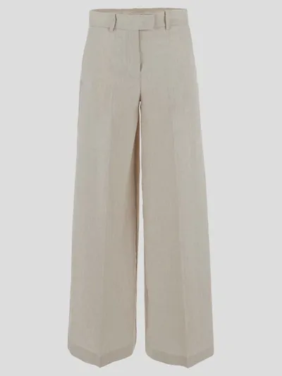 Ballantyne Wide Leg Linen Trousers In Grey