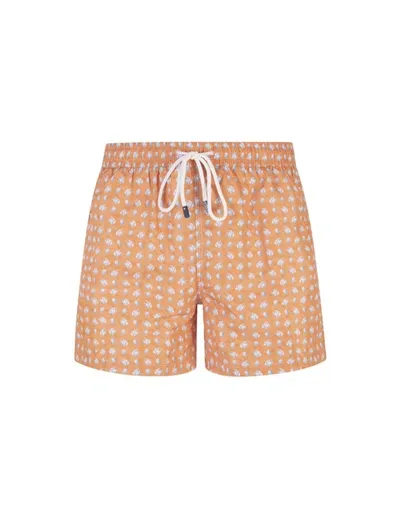 Fedeli Fish-print Swim Shorts In Orange