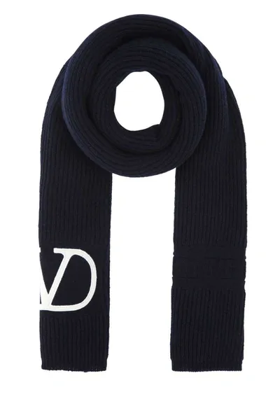 Valentino Midnight Blue Wool Scarf Blue  Garavani Donna Tu