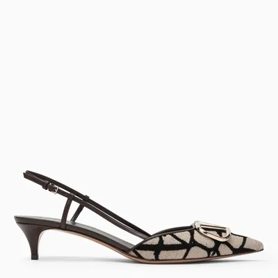 Valentino Garavani Vlogo Signature Toile Iconographe Slingback Pumps In Beige