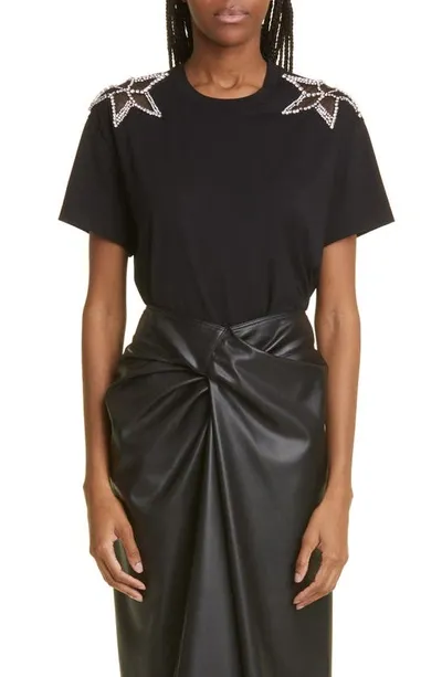 Stella Mccartney Embellished Star Cotton T-shirt In Black