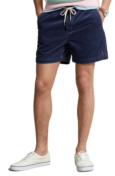 Polo Ralph Lauren Prepster Straight-leg Cotton-corduroy Drawstring Shorts In Navy