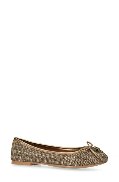 Kurt Geiger Eagle Embellished Ballet Flat In Dark Beige